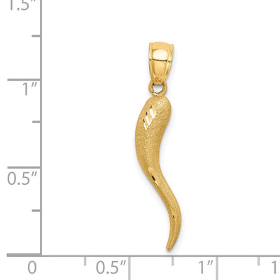 14K Solid Diamond-cut Italian Horn Charm