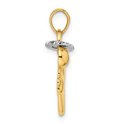 14K & White Rhodium D/C Halo on Angel Pendant