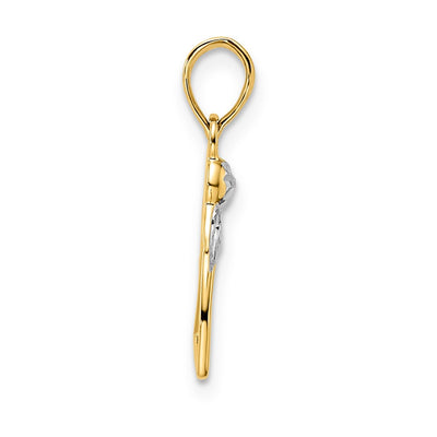 14K & White Rhodium D/C Angel Holding Heart Pendant