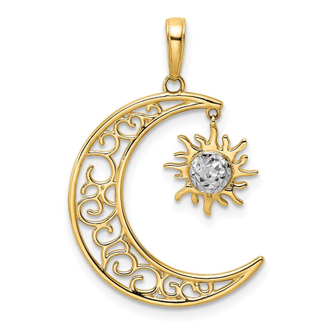14k Yellow & Rhodium Pendants Style M2921 - Classique Jewelry Inc.
