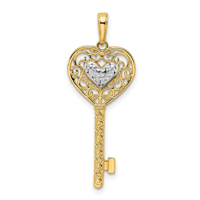 14k Yellow & Rhodium Pendants Style M2932 - Classique Jewelry Inc.