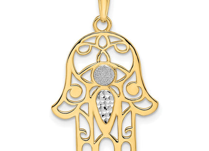 14k & White Rhodium D/C Evil Eye Hamsa Pendant (Style M2941)