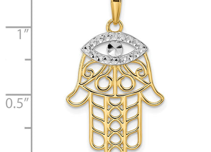 14K gold evil eye pendant, further view