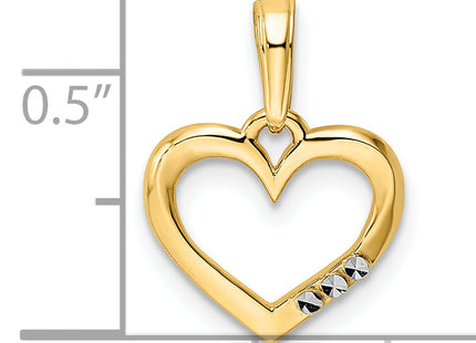 14k and White Rhodium Diamond-cut Heart Pendant