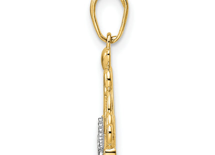 14k and White Rhodium Diamond-cut Crown Pendant, 21.48 x 16.84mm