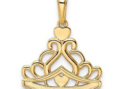 14k and White Rhodium Diamond-cut Crown Pendant, 21.48 x 16.84mm