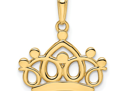 14k and White Rhodium Diamond-cut Crown Pendant, 20.73 x 17.63mm