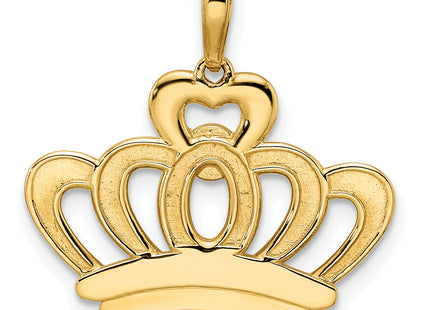 14k and White Rhodium Diamond-cut Crown Pendant, 22.85 x 23.56mm