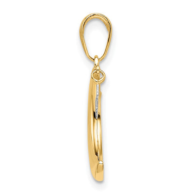 14K & White Rhodium Moon w/ Dangle Star Pendant