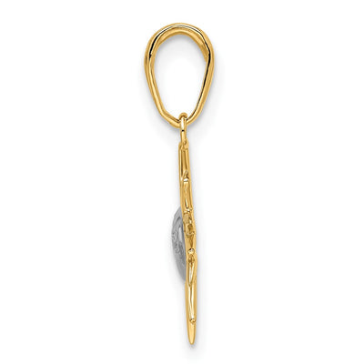 14K & White Rhodium D/C Sun Pendant