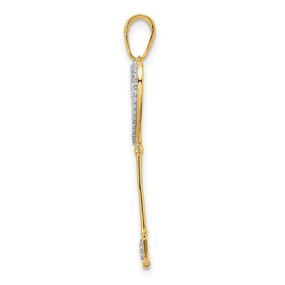 14K w/White and Rose Rhodium Diamond-cut Hearts Key Pendant
