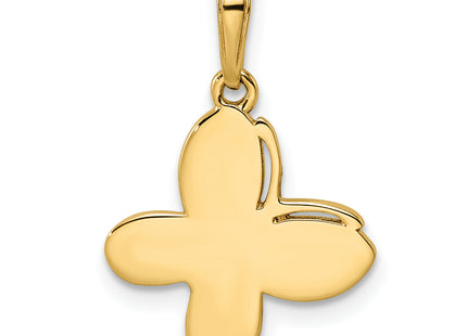 14k and White Rhodium Diamond-cut Fancy Butterfly Pendant