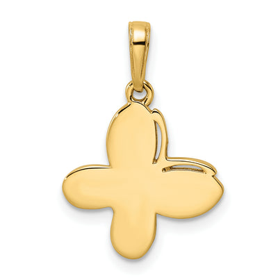 14K and White Rhodium Diamond-cut Fancy Butterfly Pendant