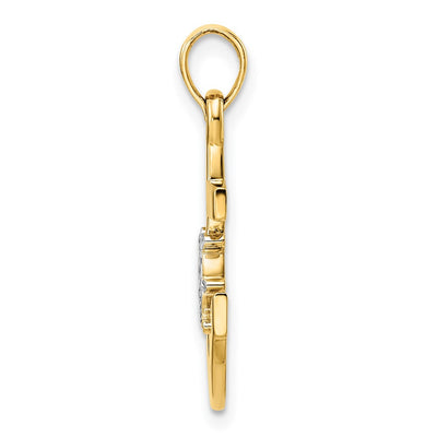 14K/White Rhodium D/C Anchor and Ship's Wheel Pendant