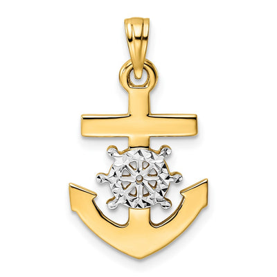 14K gold anchor pendant