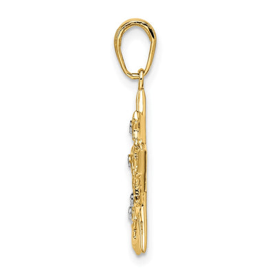 14K & White Rhodium D/C Stars Pendant