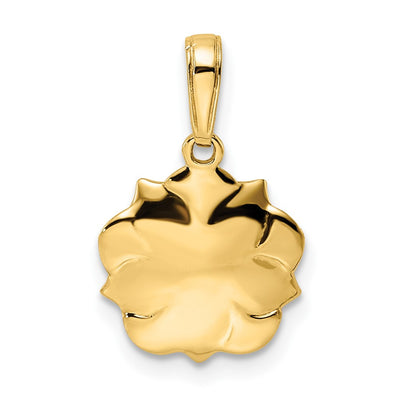 14K and White Rhodium Diamond-cut Flower Pendant