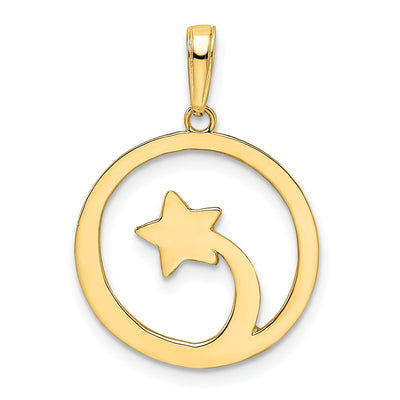 14K & White Rhodium D/C Shooting Star Pendant