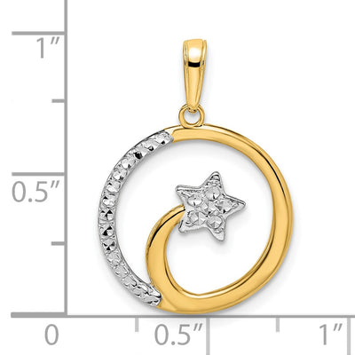 14K & White Rhodium D/C Shooting Star Pendant