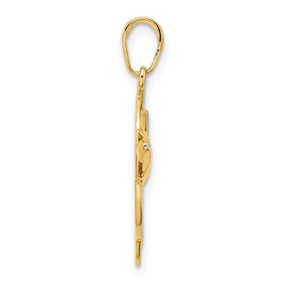 14K and White Rhodium D/C Angel Fish Pendant