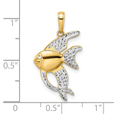 14K and White Rhodium D/C Angel Fish Pendant