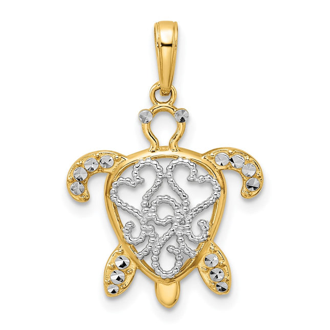 14k Yellow & Rhodium Pendants Style M2998 - Classique Jewelry Inc.