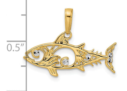 14k Yellow & Rhodium Pendants Style M2999 - Classique Jewelry Inc.