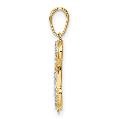 14K and White Rhodium Diamond-cut Sitting Puppy Pendant