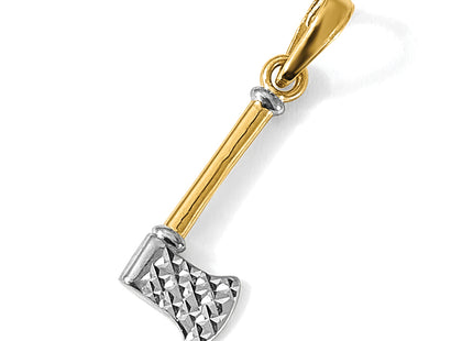 14k and White Rhodium D/C Axe Pendant