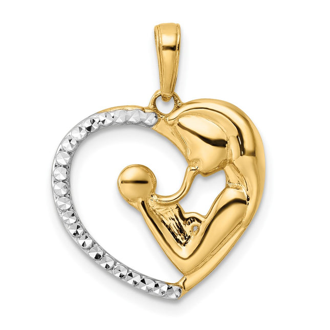 14k Yellow & Rhodium Pendants Style M3017 - Classique Jewelry Inc.