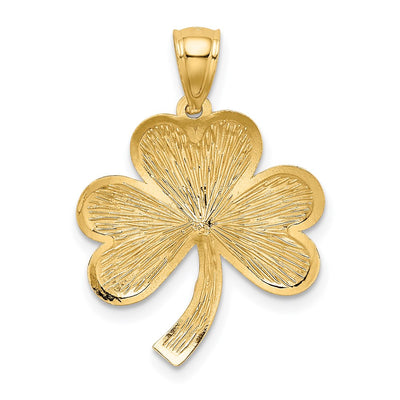 14K Brushed Diamond-cut Shamrock Pendant