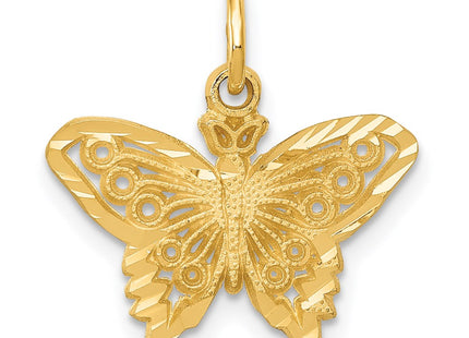 14K Engraved Butterfly Charm