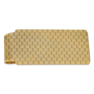 14K Men's Textured Basketweave Polished Money Clip
