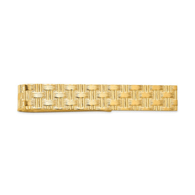 14K Men's Textured Basketweave Pattern Tie Bar