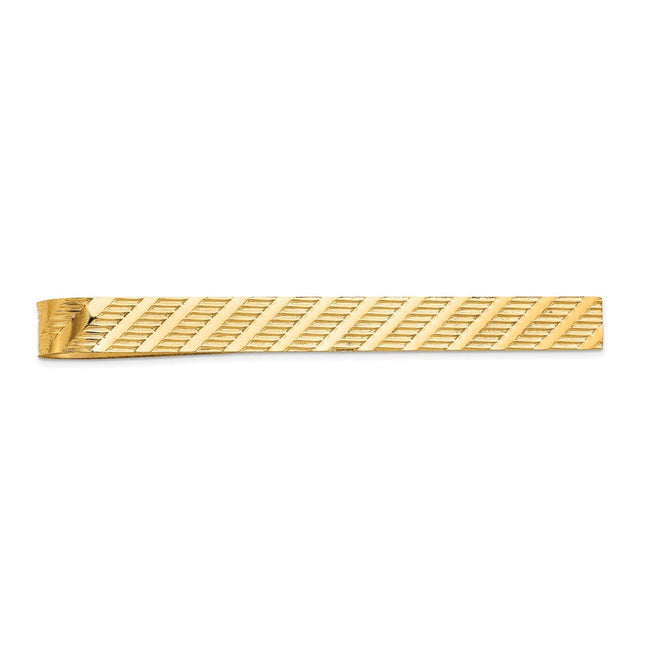 14k Men's Textured Tie Bar, 49 x 4.50mm