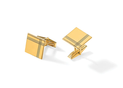 14k Men's Square w/Line Design Cuff Links