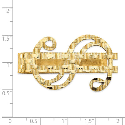 14K Polished Textured Dollar Sign Money Clip