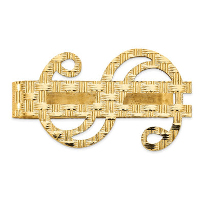 14K Polished Textured Dollar Sign Money Clip
