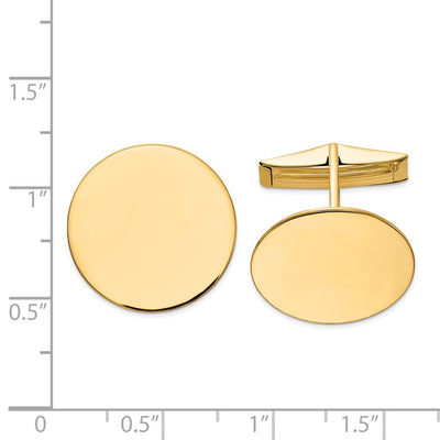 14K Men's Circular Polished Cuff Links, 20 x 20mm
