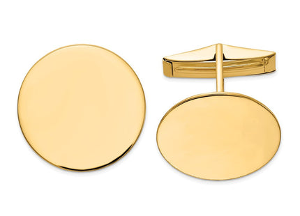 14K Men's Circular Polished Cuff Links (Style MC245)