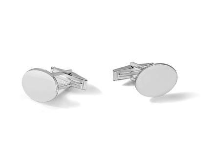 14K White Gold Men's Oval Cuff Links