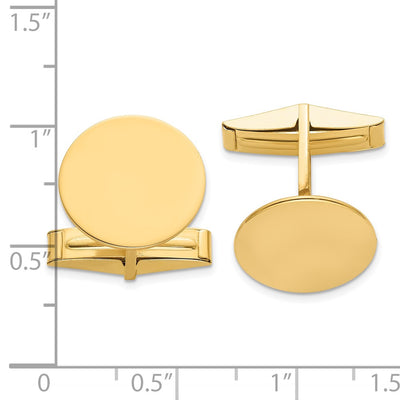 14K Men's Circular Polished Cuff Links, 15.1 x 15.1mm
