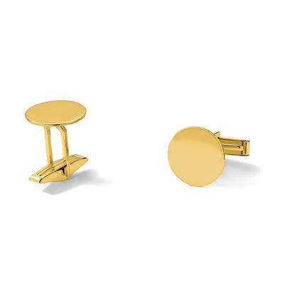 14K Men's Circular Polished Cuff Links, 15.1 x 15.1mm