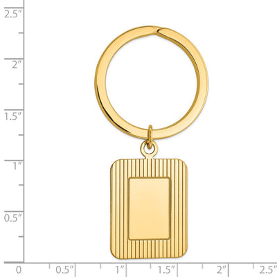 14K Textured Rectangle Disc Key Ring