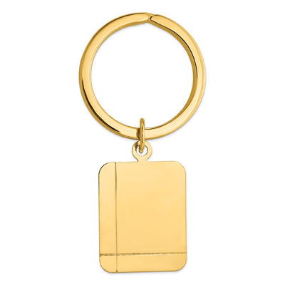 14K Grooved Rectangle Disc Key Ring