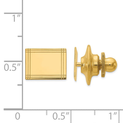14K Men's Rectangular w/Line Design Tie Tac