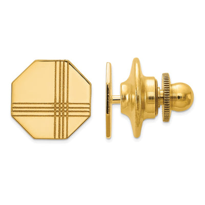14K Men's with Line Design Octagon Tie Tac