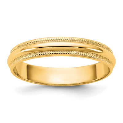 14K Yellow Gold Lightweight Milgrain Half Round Wedding Band