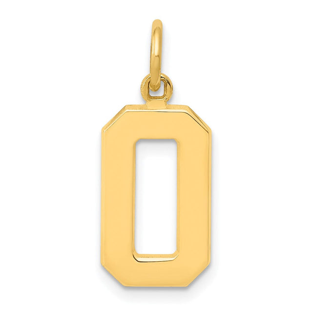 14k Medium Polished Number 0 Charm, 17.9 x 9.56mm