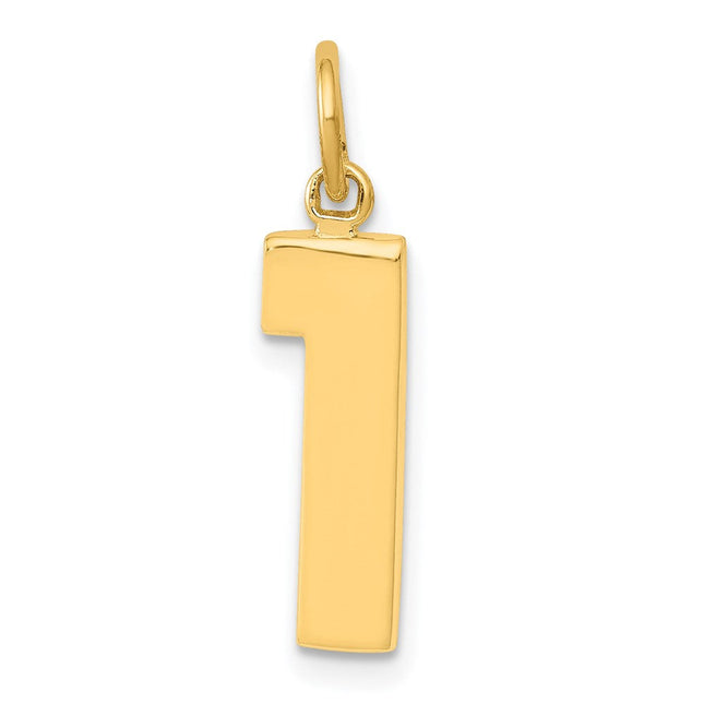 14k Medium Polished Number 1 Charm, 17.9 x 5.75mm